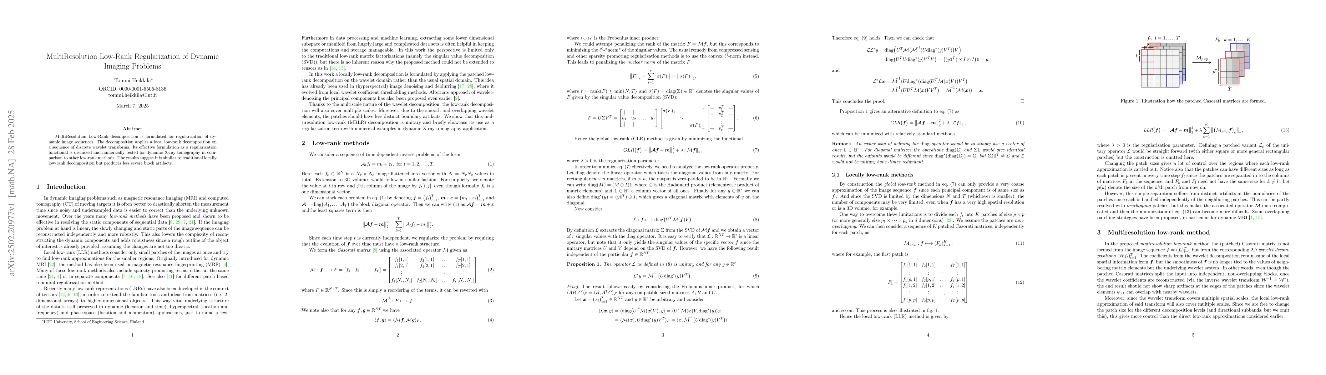 Thumbnail for MultiResolution Low-Rank Regularization of Dynamic Imaging Problems