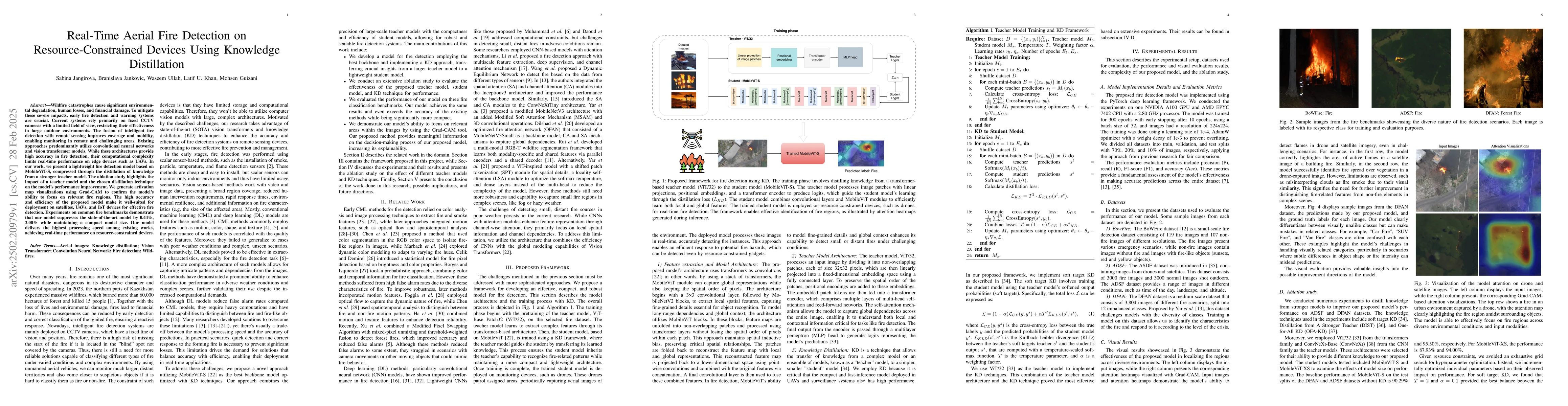 Thumbnail for Real-Time Aerial Fire Detection on Resource-Constrained Devices Using
  Knowledge Distillation