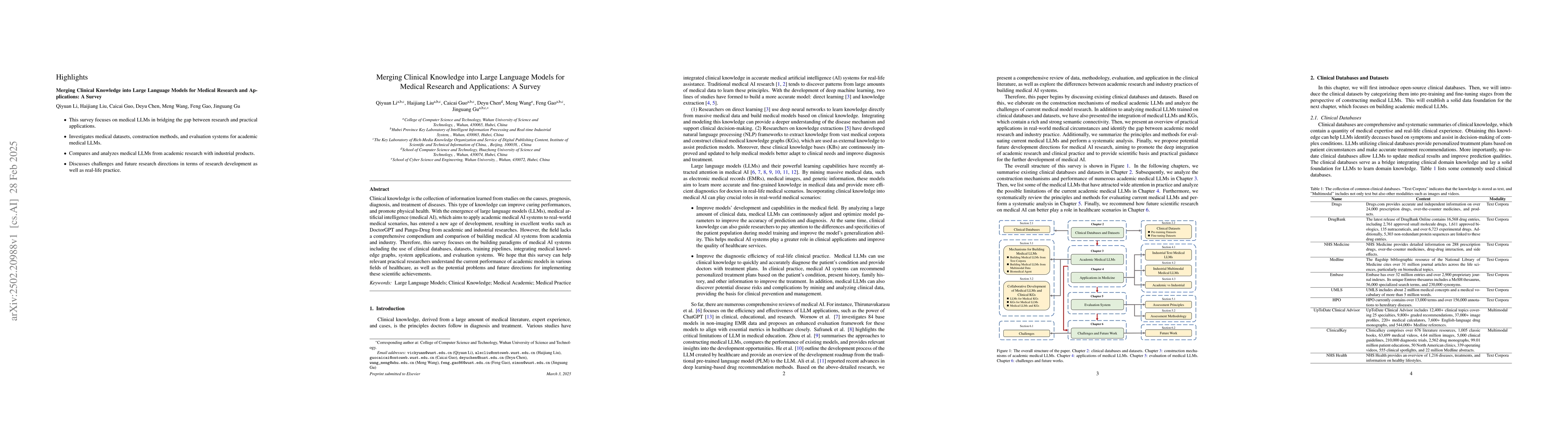 Thumbnail for Merging Clinical Knowledge into Large Language Models for Medical
  Research and Applications: A Survey