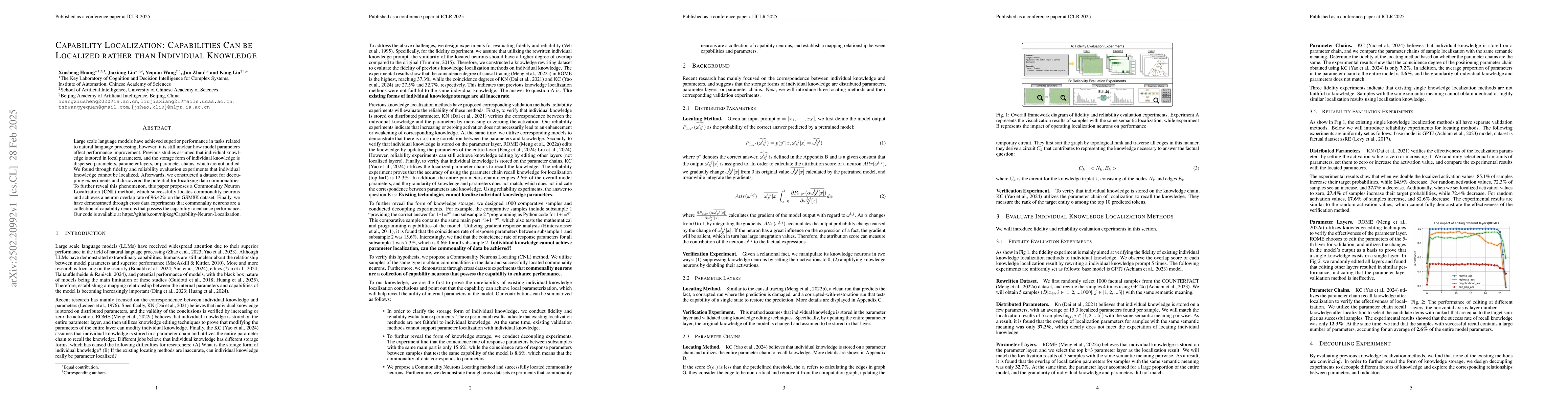 Thumbnail for Capability Localization: Capabilities Can be Localized rather than
  Individual Knowledge