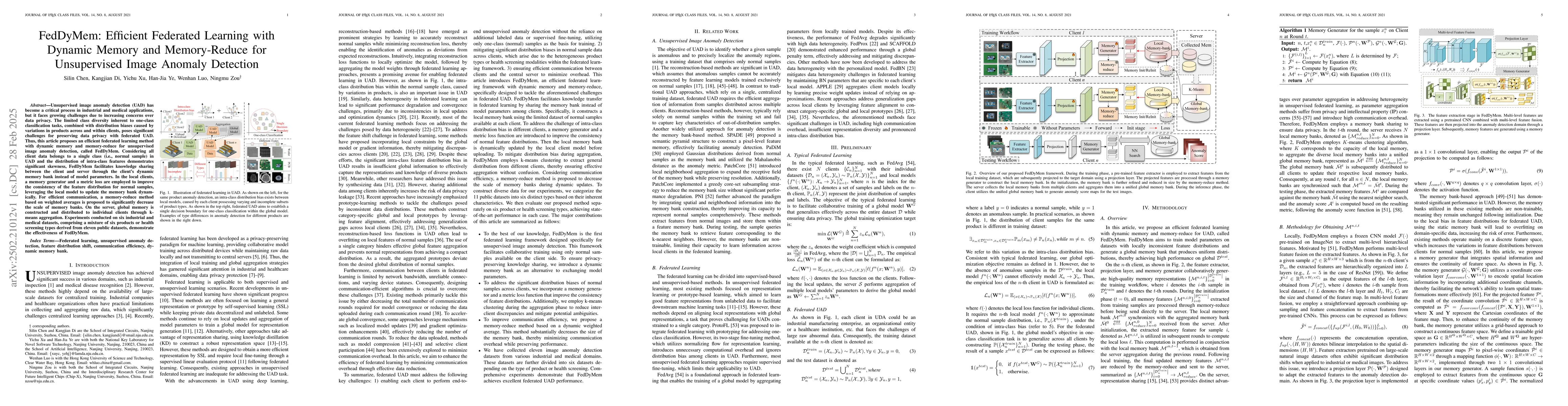 Thumbnail for FedDyMem: Efficient Federated Learning with Dynamic Memory and
  Memory-Reduce for Unsupervised Image Anomaly Detection