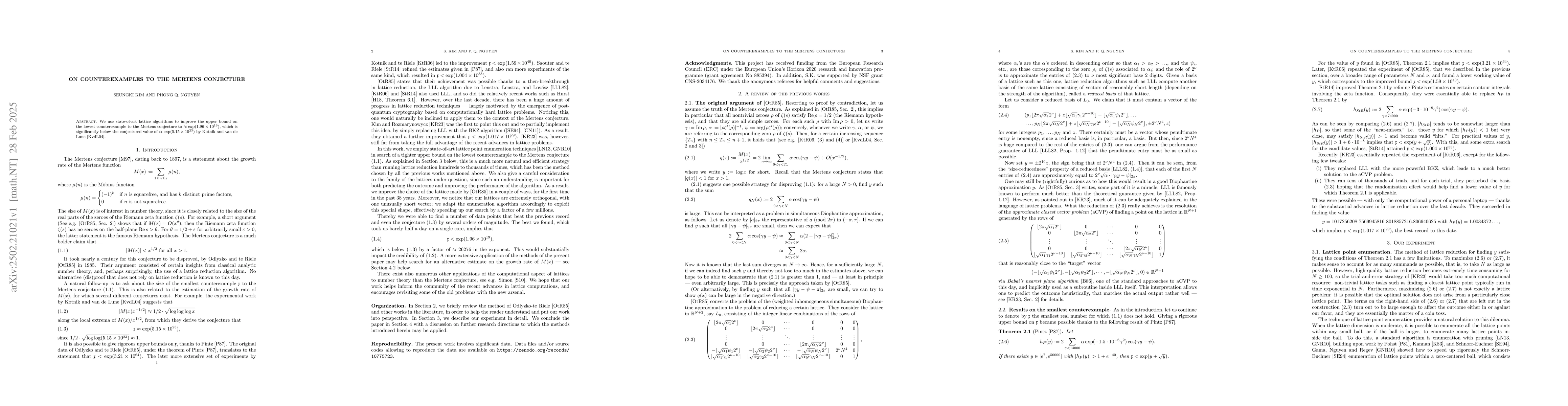 Thumbnail for On counterexamples to the Mertens conjecture