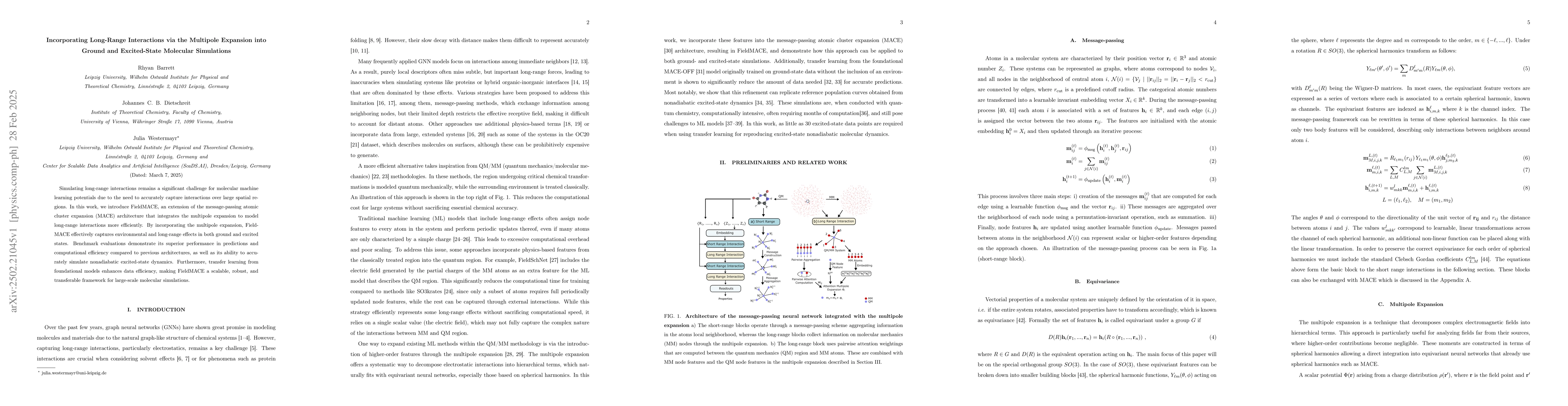 Thumbnail for Incorporating Long-Range Interactions via the Multipole Expansion into
  Ground and Excited-State Molecular Simulations