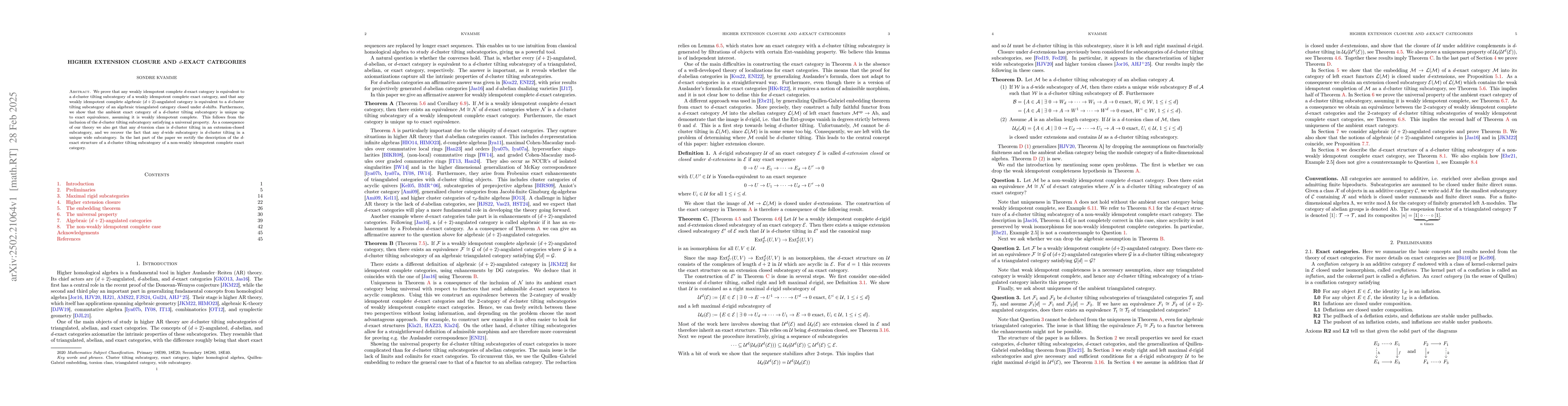 Thumbnail for Higher extension closure and $d$-exact categories