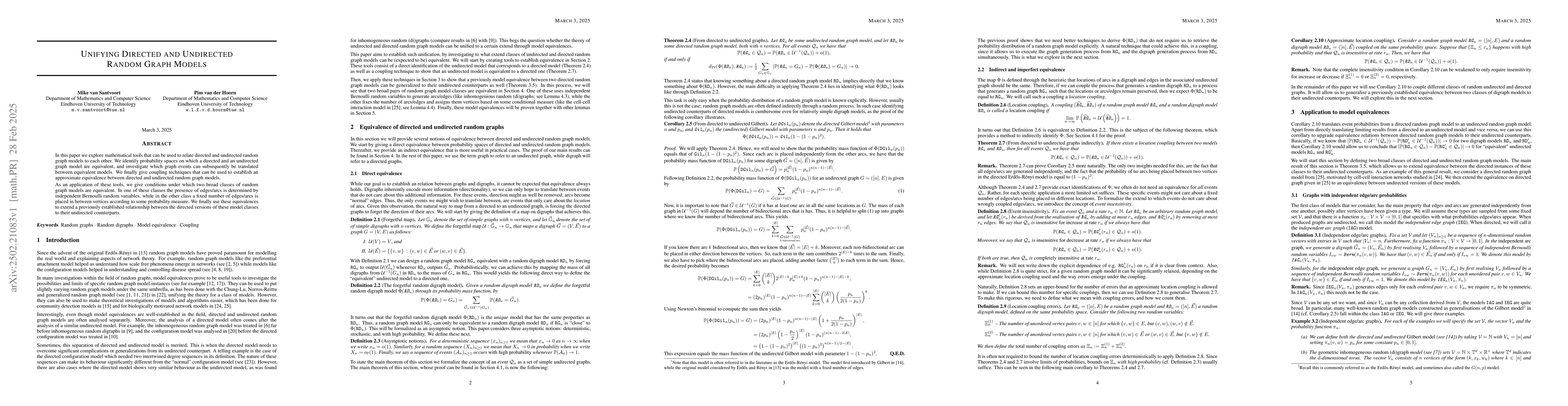 Thumbnail for Unifying Directed and Undirected Random Graph Models