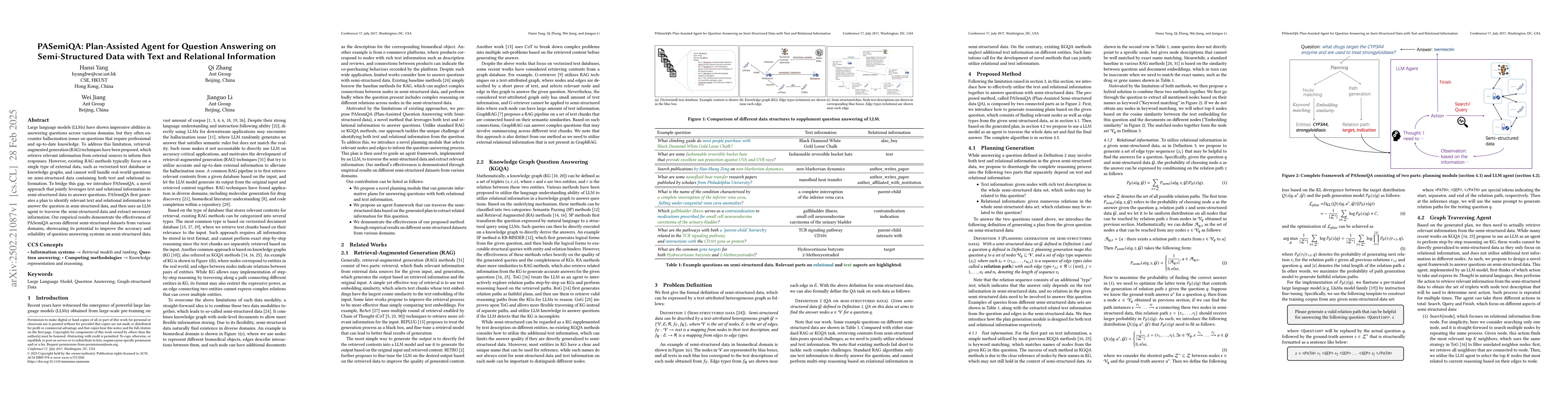 Thumbnail for PASemiQA: Plan-Assisted Agent for Question Answering on Semi-Structured
  Data with Text and Relational Information