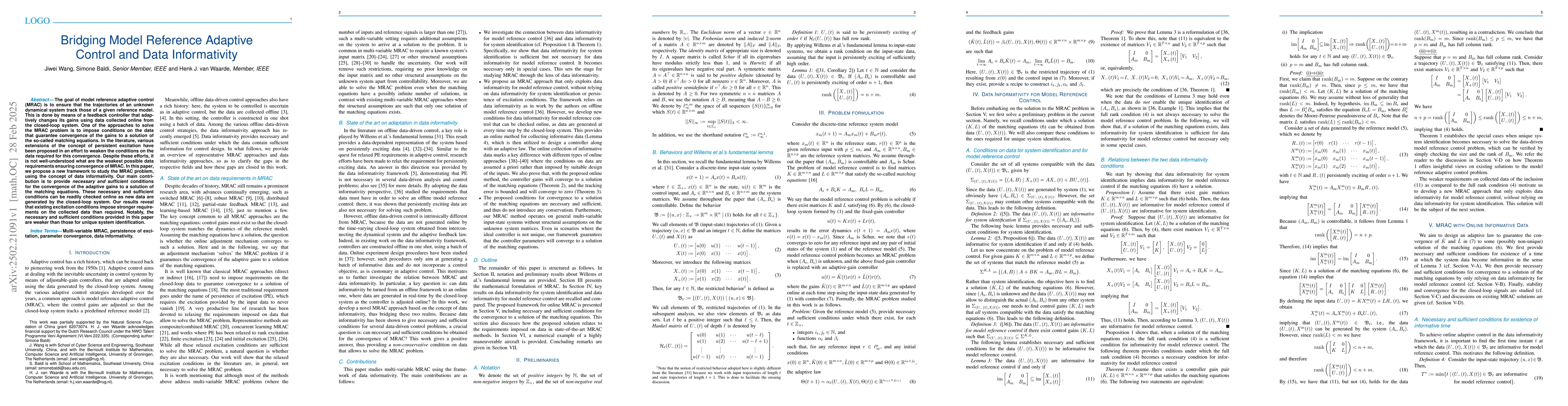 Thumbnail for Bridging Model Reference Adaptive Control and Data Informativity