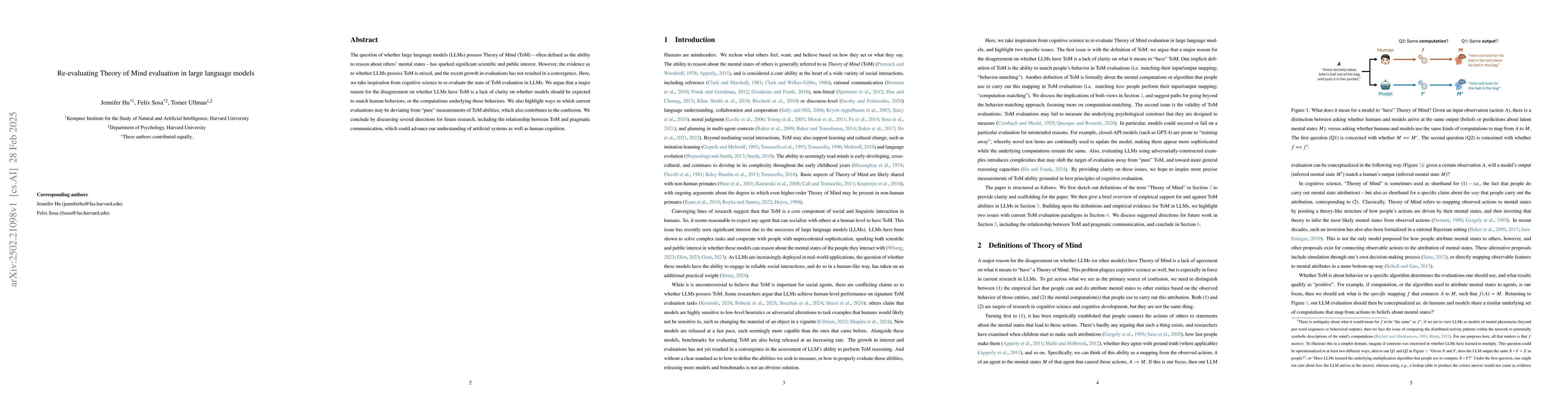 Thumbnail for Re-evaluating Theory of Mind evaluation in large language models