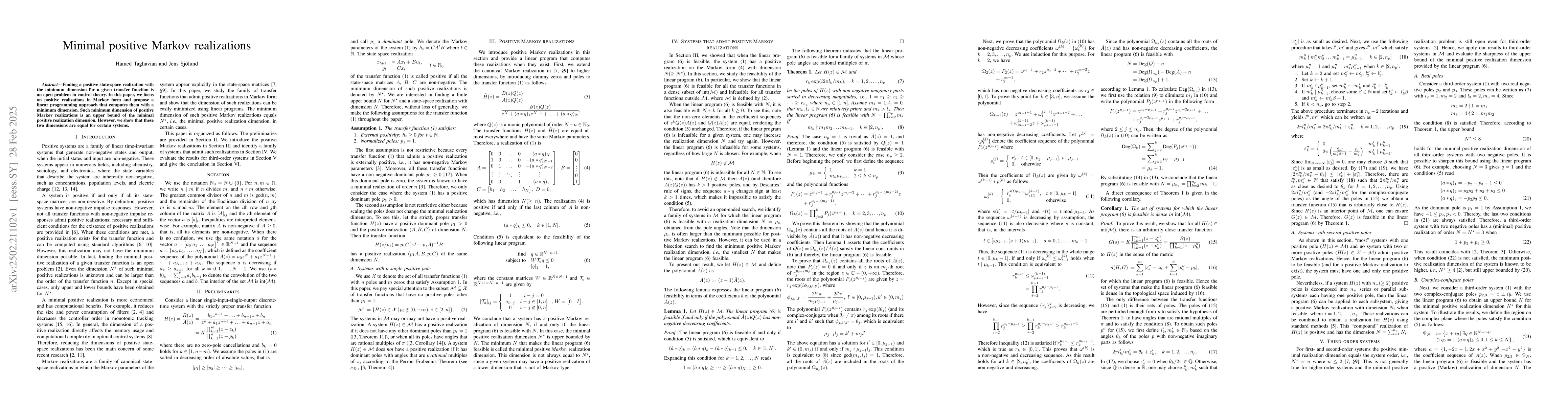 Thumbnail for Minimal positive Markov realizations