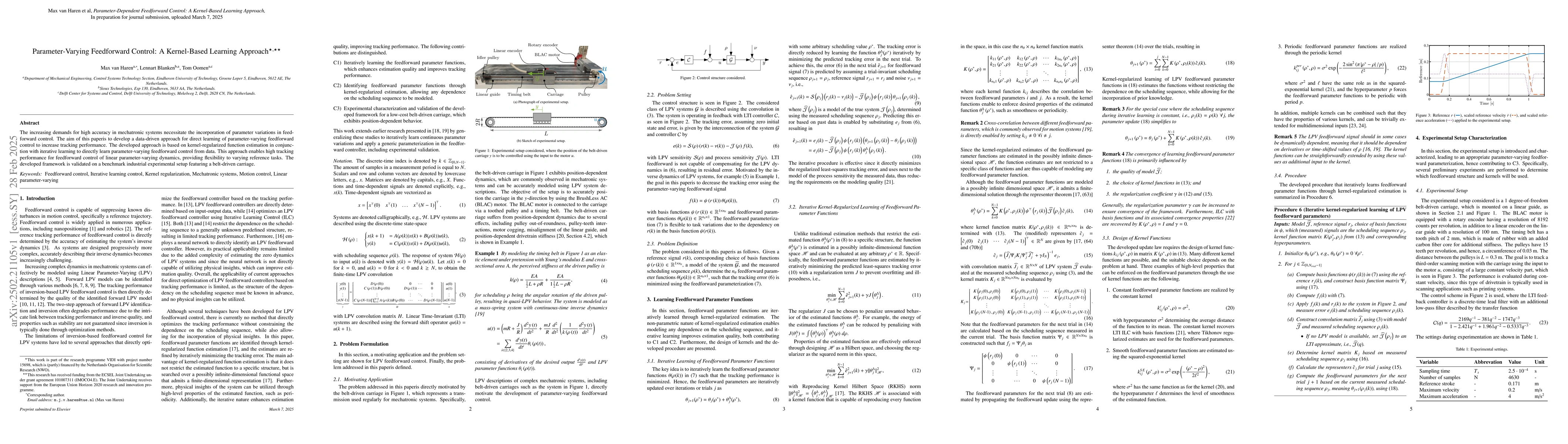 Thumbnail for Parameter-Varying Feedforward Control: A Kernel-Based Learning Approach
