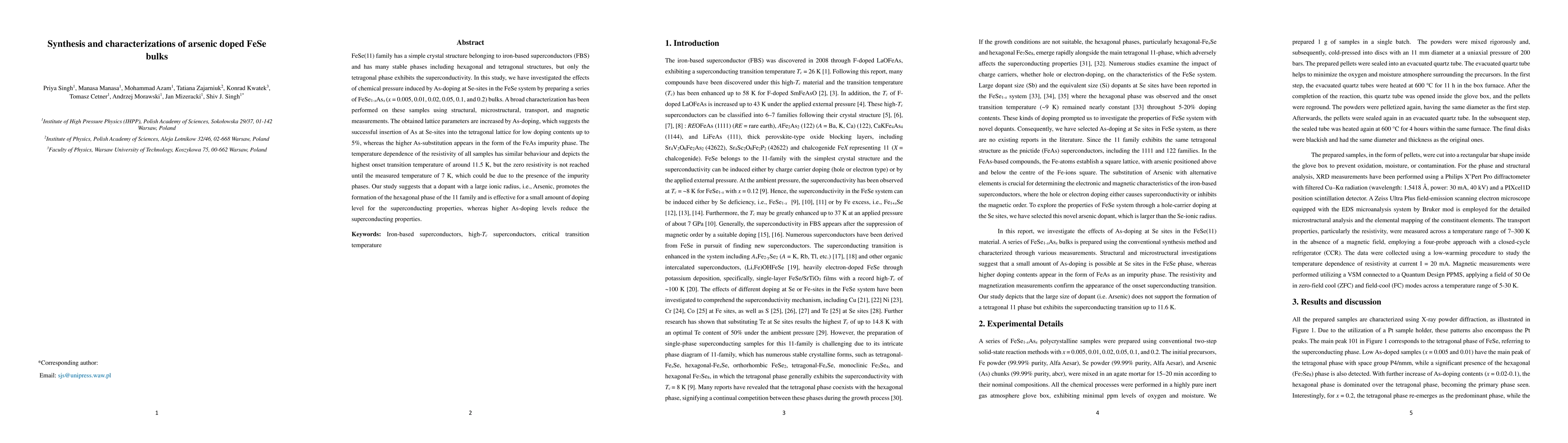 Thumbnail for Synthesis and characterizations of arsenic doped FeSe bulks