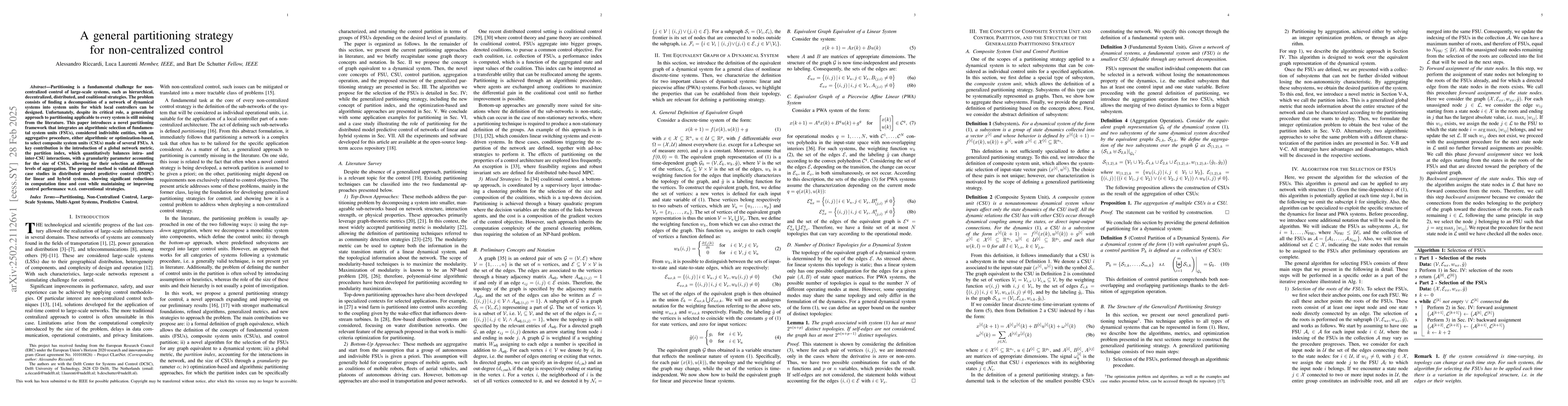Thumbnail for A general partitioning strategy for non-centralized control