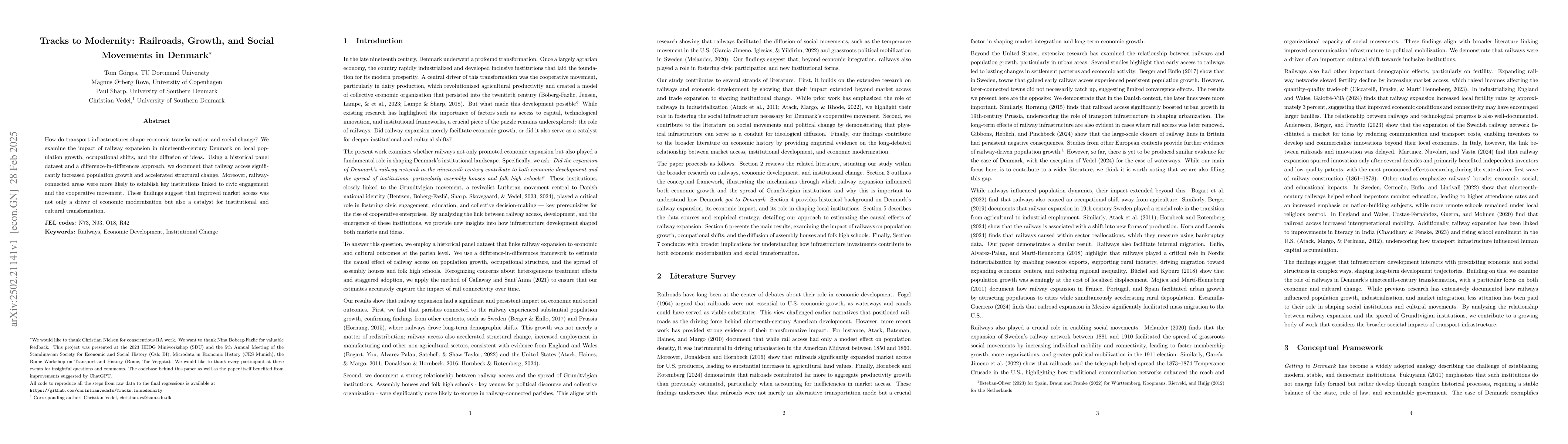 Thumbnail for Tracks to Modernity: Railroads, Growth, and Social Movements in Denmark