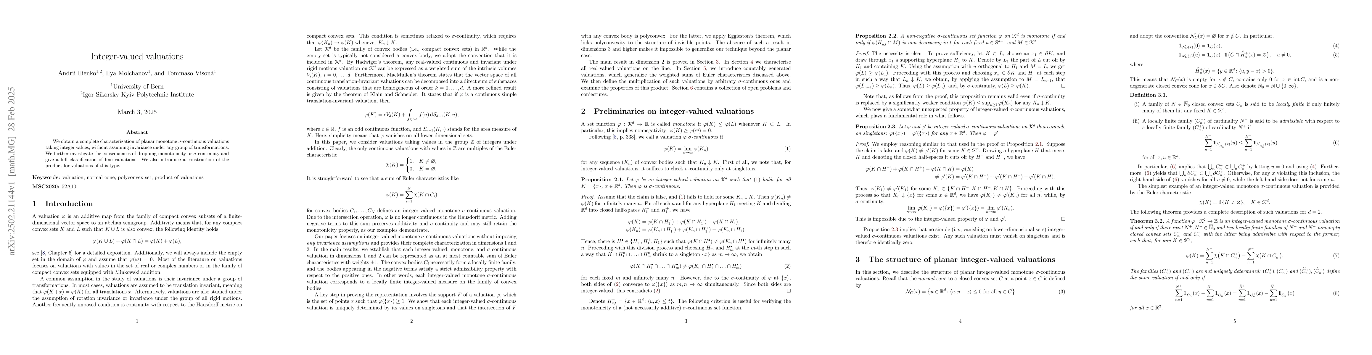 Thumbnail for Integer-valued valuations