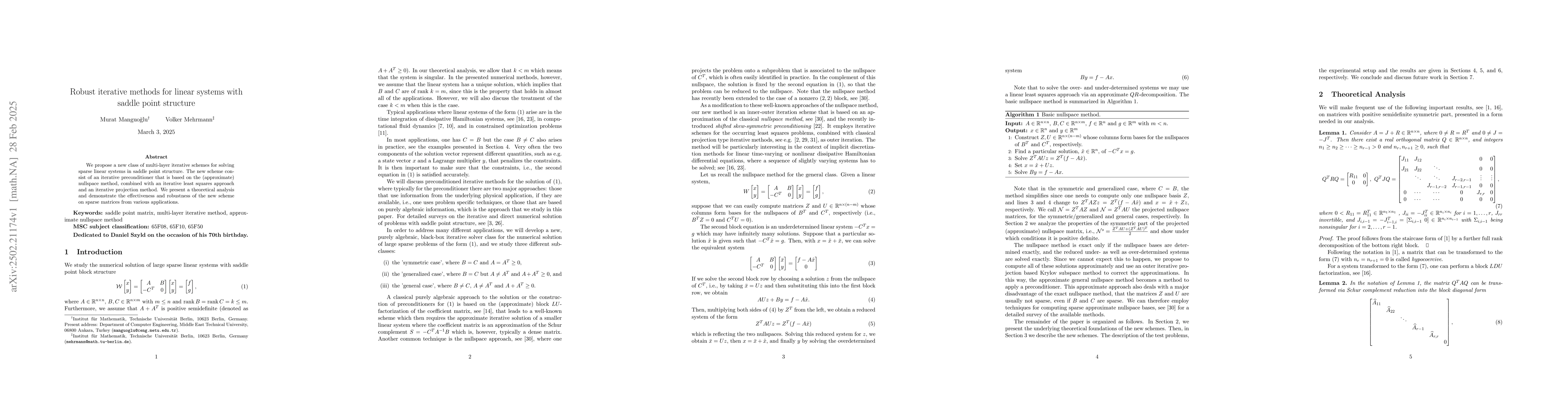 Thumbnail for Robust iterative methods for linear systems with saddle point structure