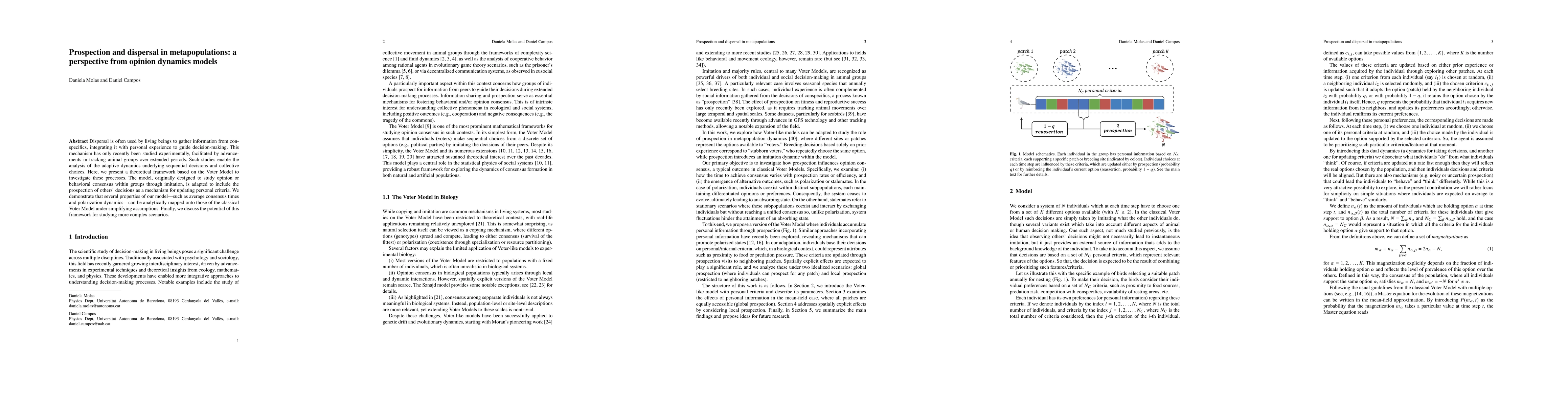 Thumbnail for Prospection and dispersal in metapopulations: a perspective from opinion
  dynamics models