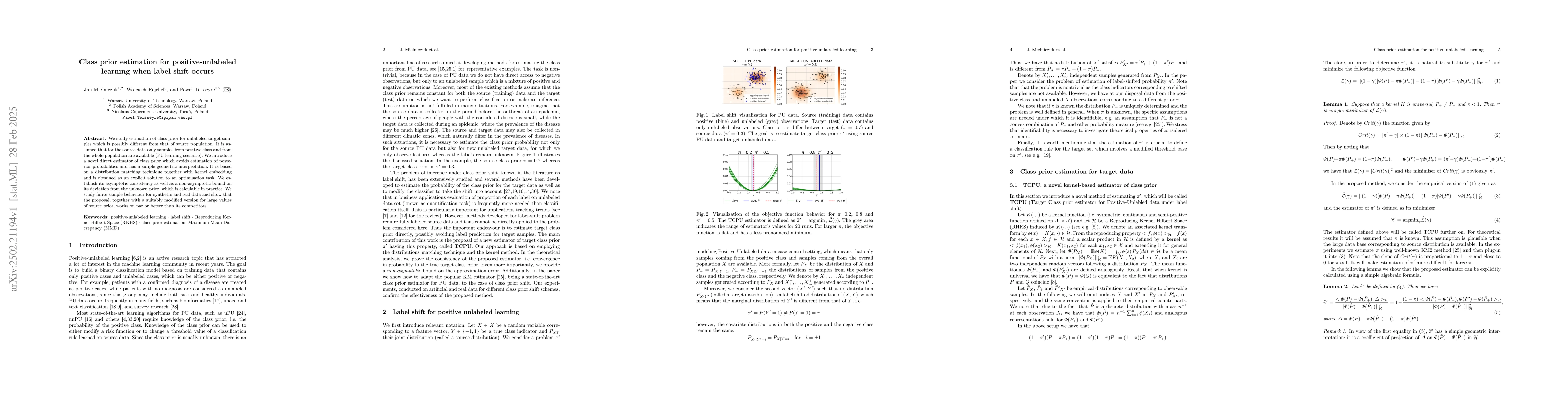Thumbnail for Class prior estimation for positive-unlabeled learning when label shift
  occurs