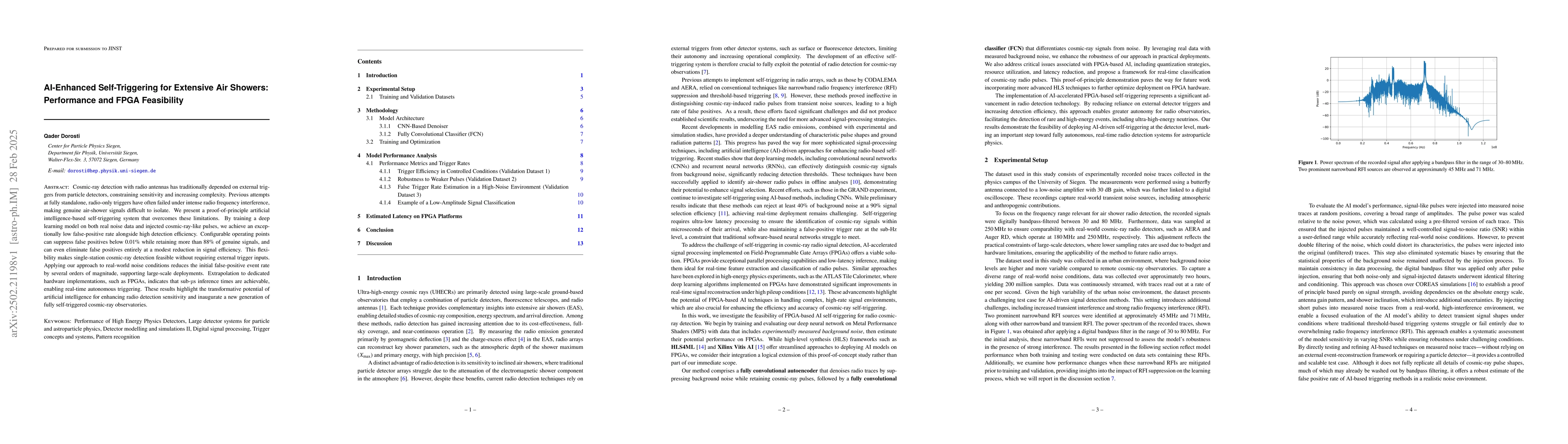 Thumbnail for AI-Enhanced Self-Triggering for Extensive Air Showers: Performance and
  FPGA Feasibility
