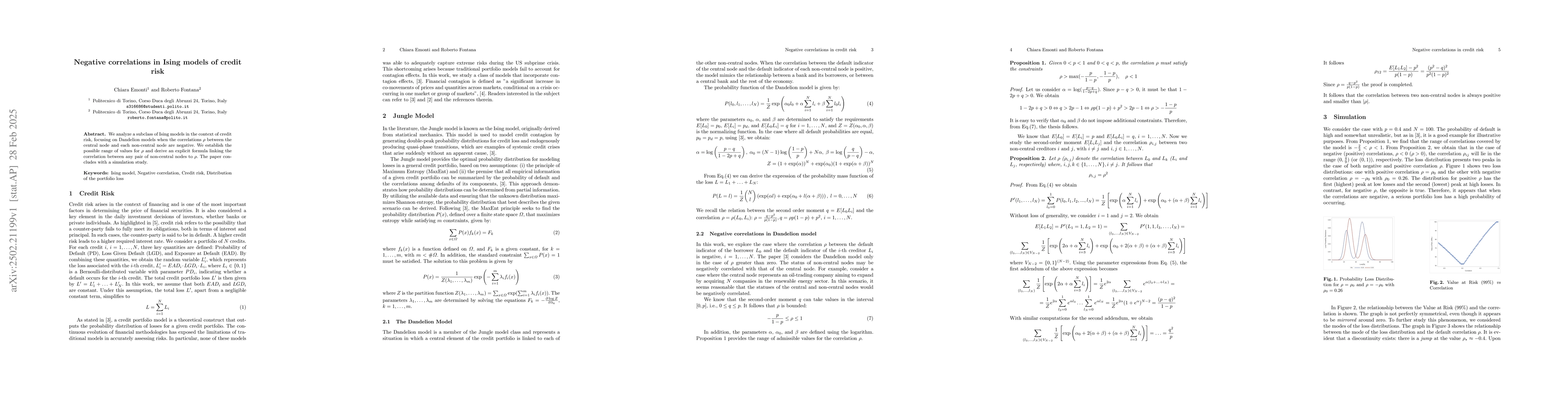 Thumbnail for Negative correlations in Ising models of credit risk
