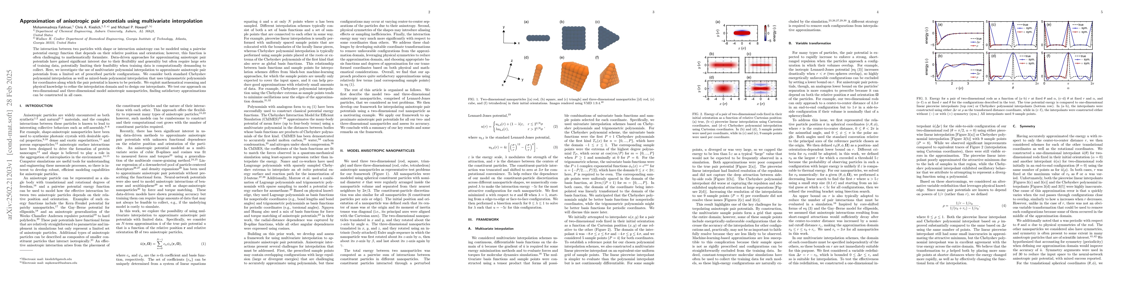 Thumbnail for Approximation of anisotropic pair potentials using multivariate
  interpolation