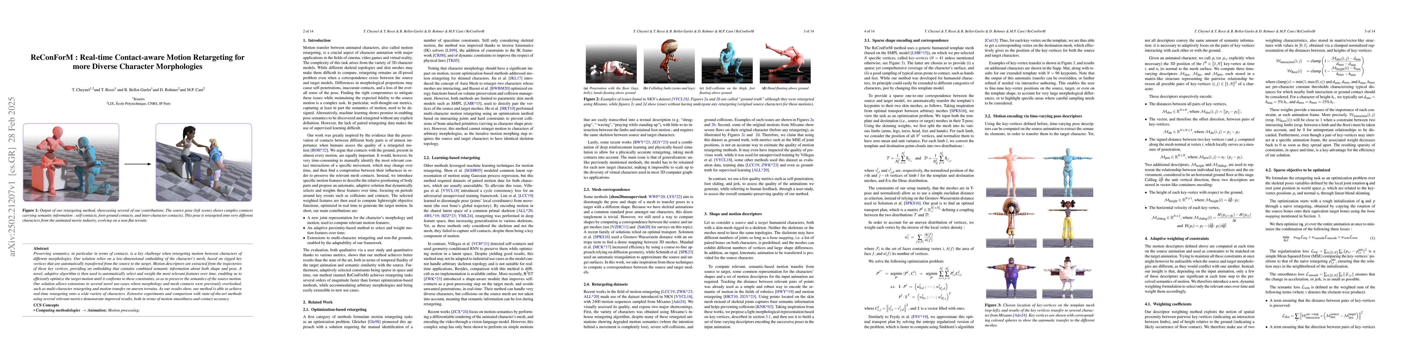 Thumbnail for ReConForM : Real-time Contact-aware Motion Retargeting for more Diverse
  Character Morphologies