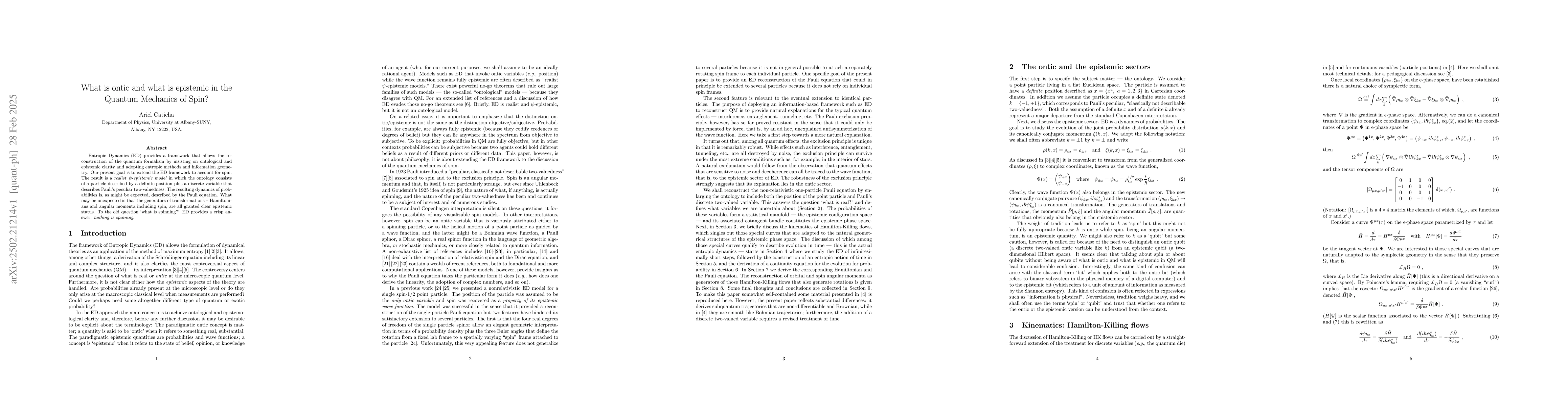 Thumbnail for What is ontic and what is epistemic in the Quantum Mechanics of Spin?