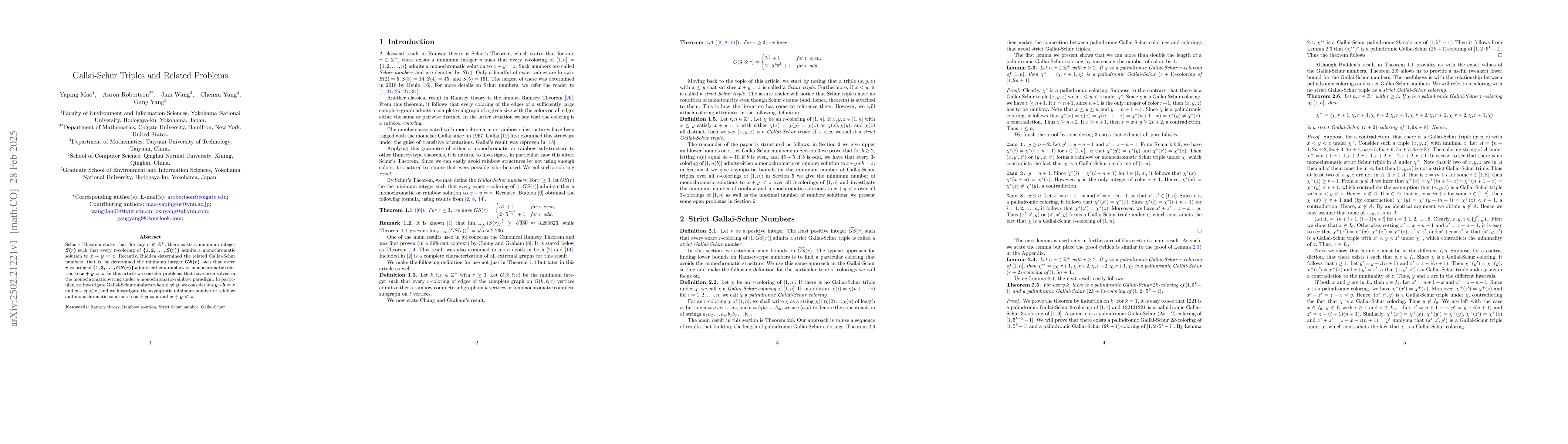 Thumbnail for Gallai-Schur Triples and Related Problems