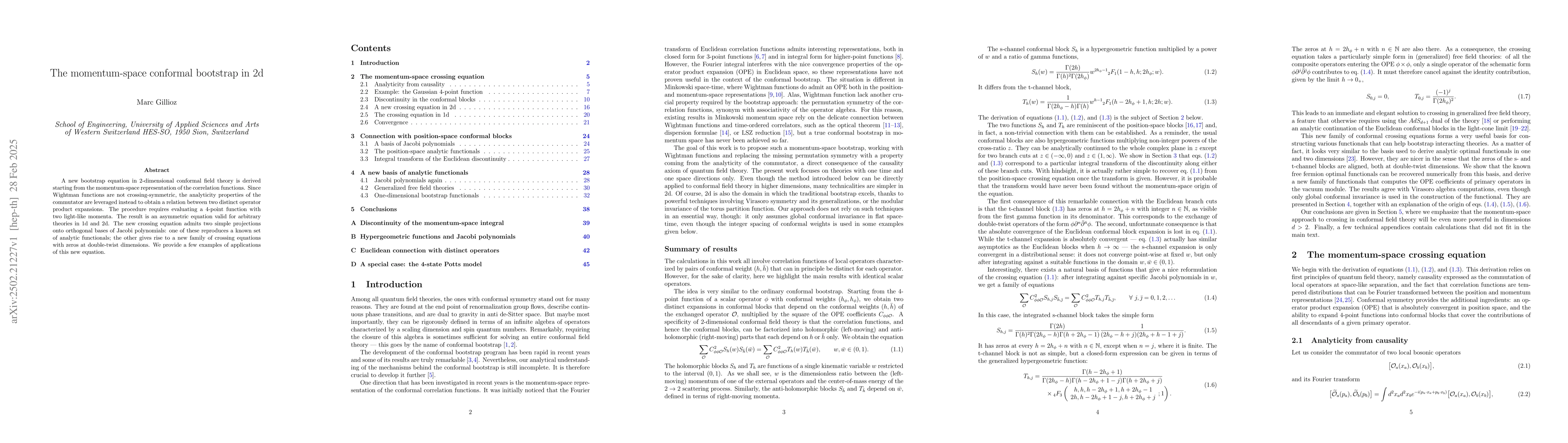 Thumbnail for The momentum-space conformal bootstrap in 2d