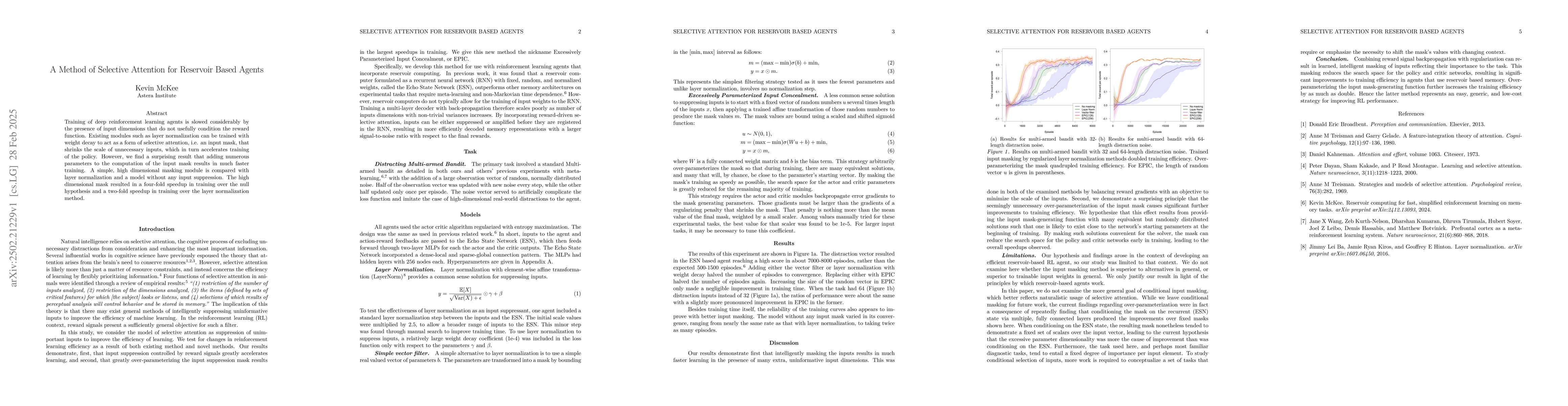 Thumbnail for A Method of Selective Attention for Reservoir Based Agents