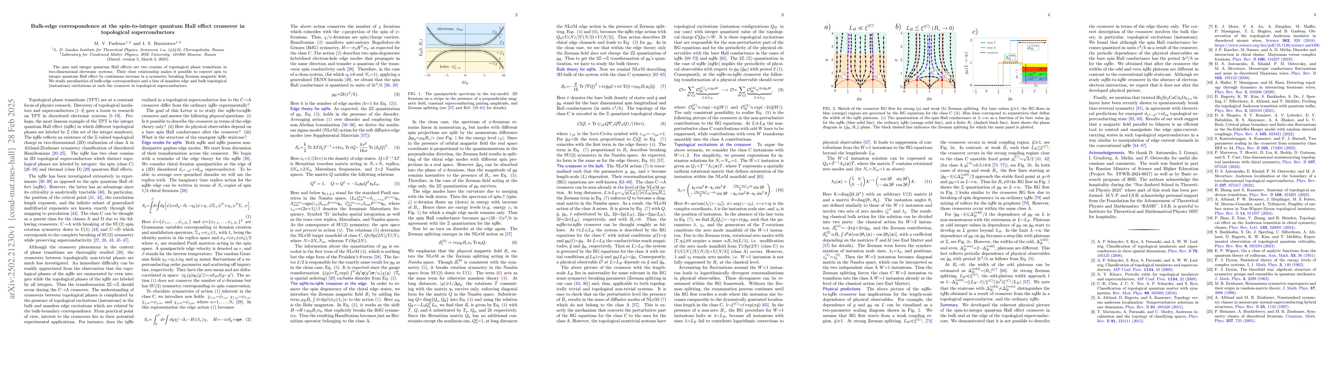 Thumbnail for Bulk-edge correspondence at the spin-to-integer quantum Hall effect
  crossover in topological superconductors