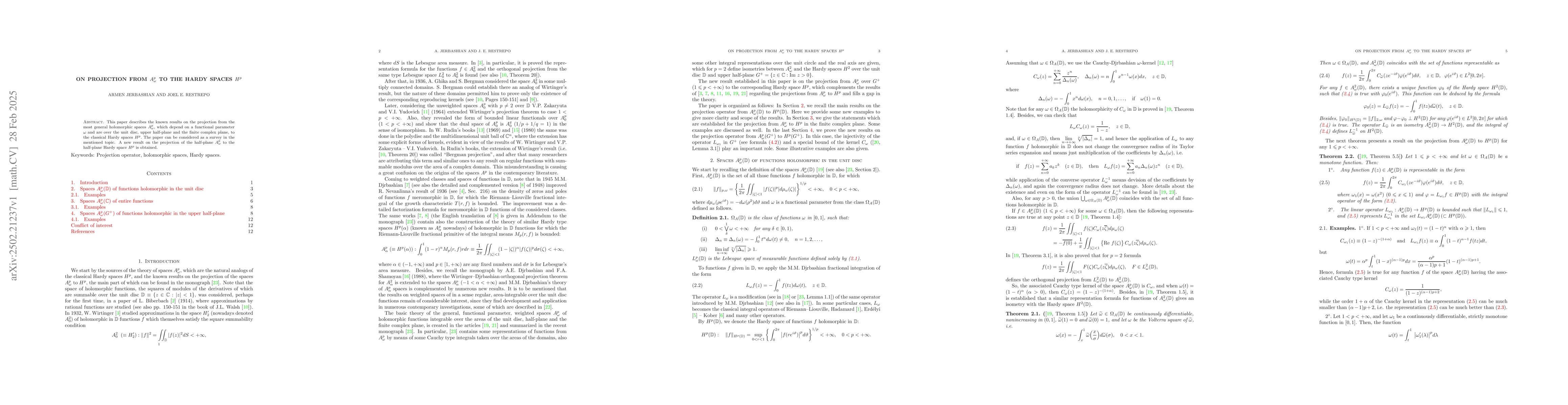 Thumbnail for On projection from $A^p_ω$ to the Hardy spaces $H^p$