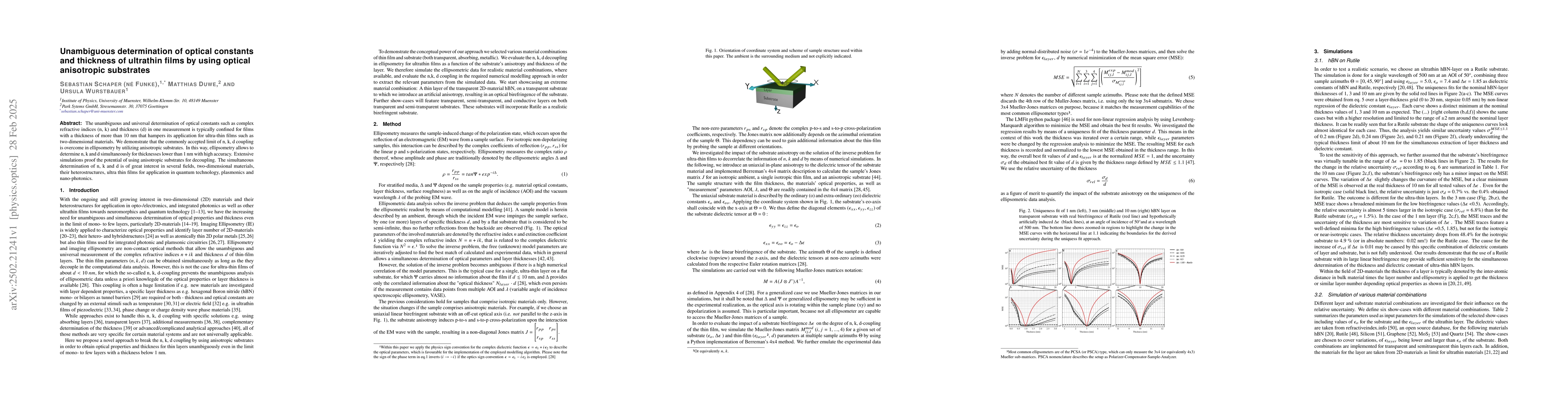 Thumbnail for Unambiguous determination of optical constants and thickness of
  ultrathin films by using optical anisotropic substrates