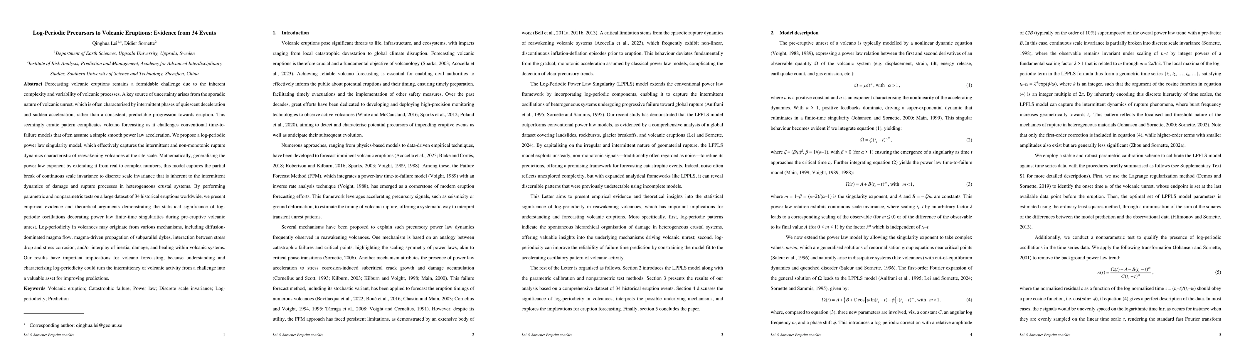 Thumbnail for Log-Periodic Precursors to Volcanic Eruptions: Evidence from 34 Events
