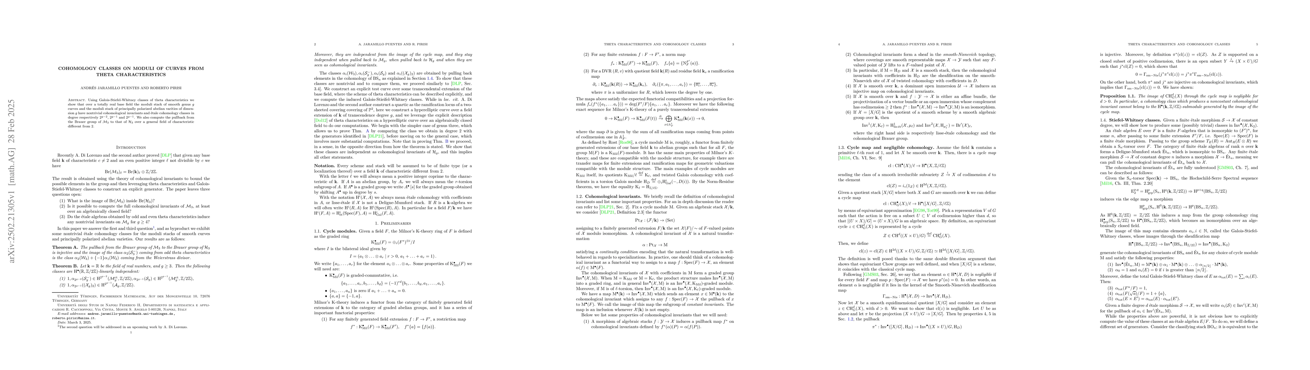 Thumbnail for Cohomology classes on moduli of curves from Theta Characteristics