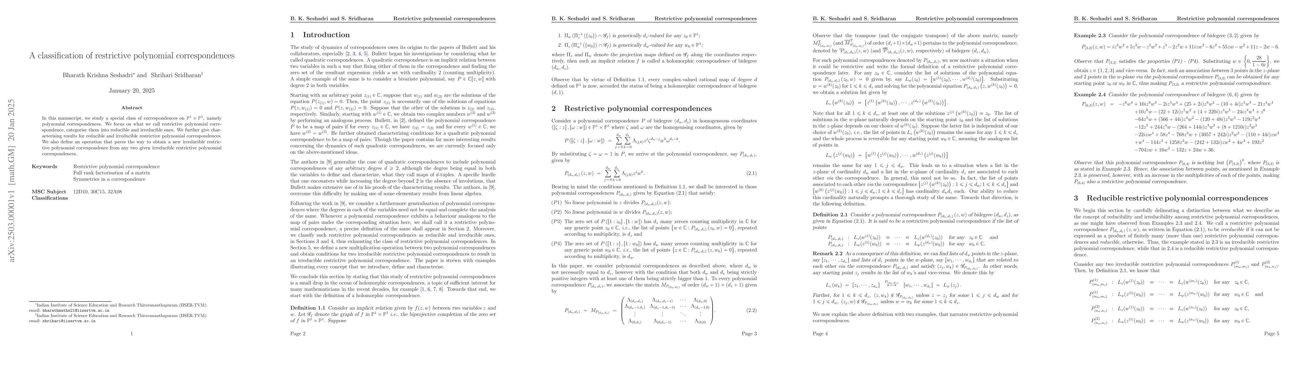 Thumbnail for A classification of restrictive polynomial correspondences