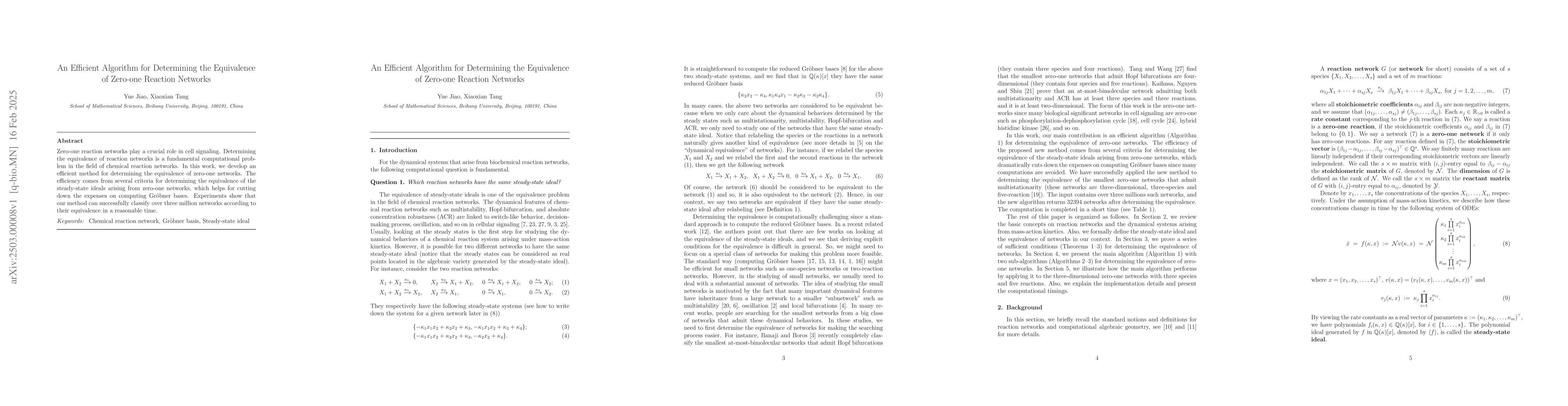 Thumbnail for An Efficient Algorithm for Determining the Equivalence of Zero-one
  Reaction Networks