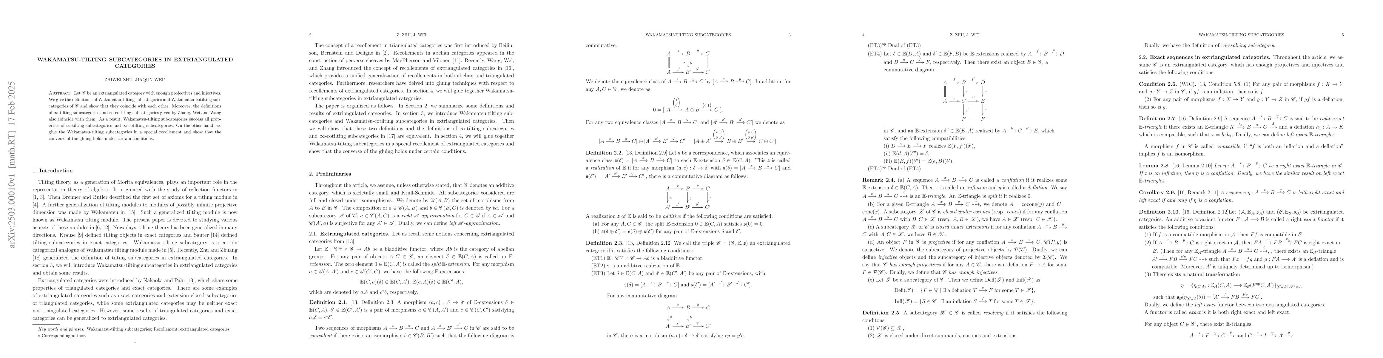 Thumbnail for Wakamatsu-tilting subcategories in extriangulated categories