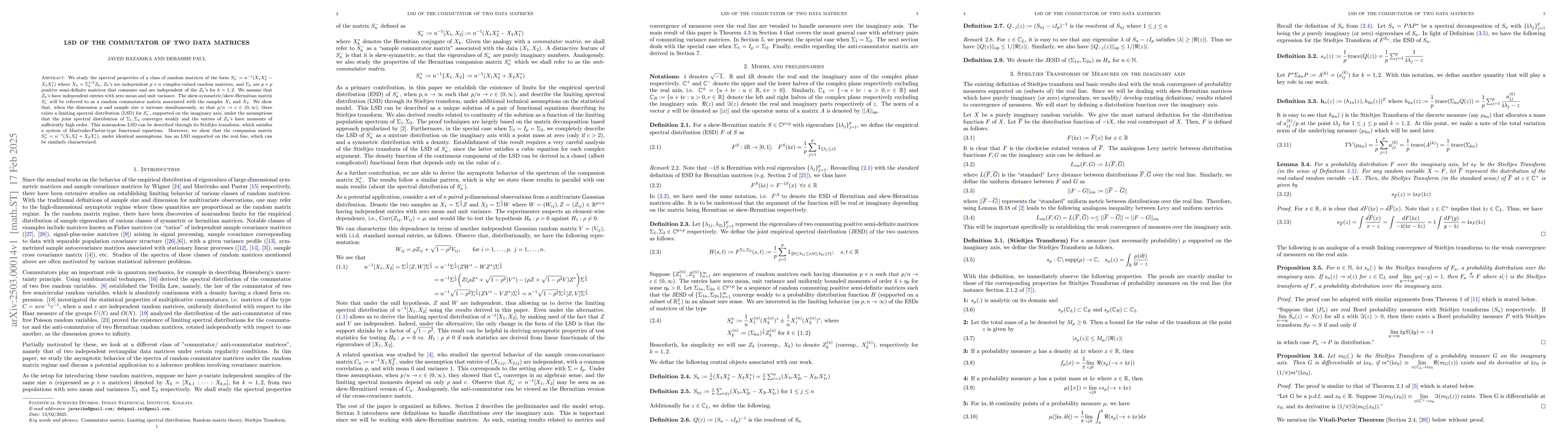 Thumbnail for LSD of the Commutator of two data Matrices