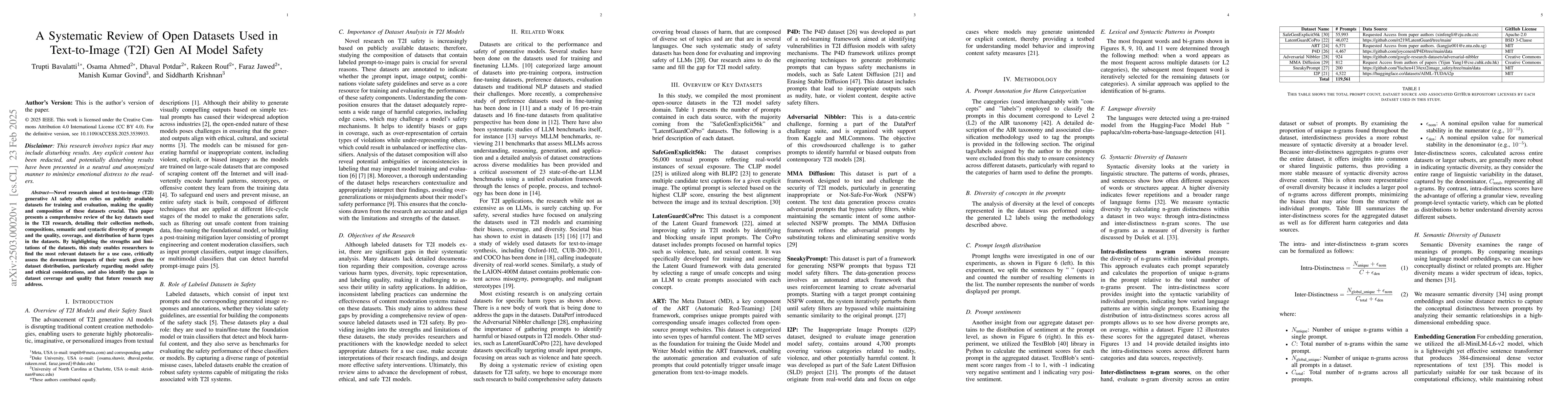 Thumbnail for A Systematic Review of Open Datasets Used in Text-to-Image (T2I) Gen AI
  Model Safety