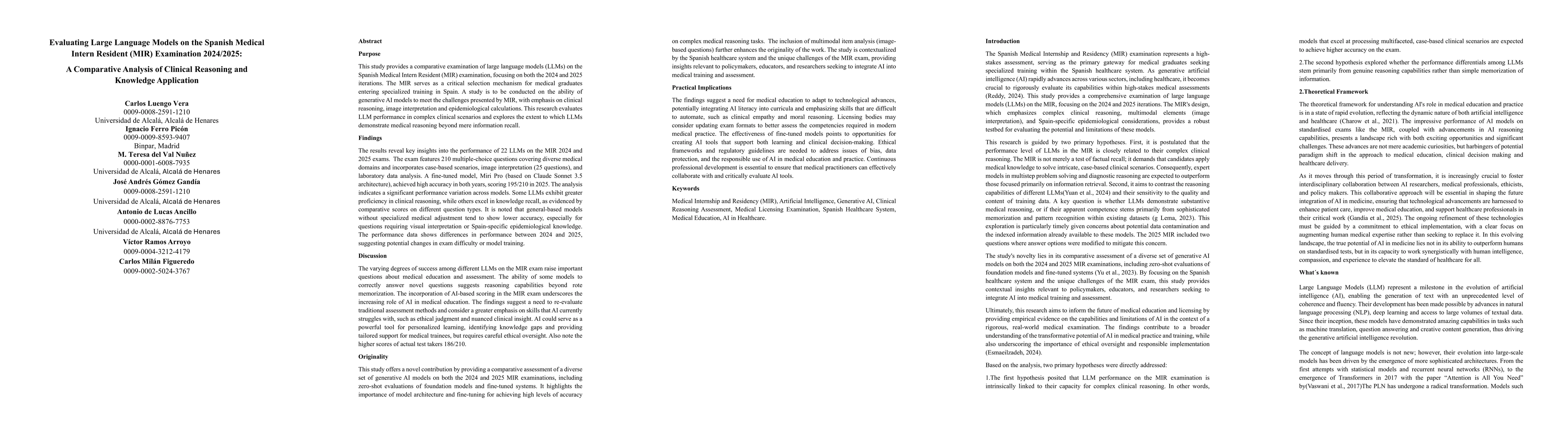 Thumbnail for Evaluating Large Language Models on the Spanish Medical Intern Resident
  (MIR) Examination 2024/2025:A Comparative Analysis of Clinical Reasoning and
  Knowledge Application