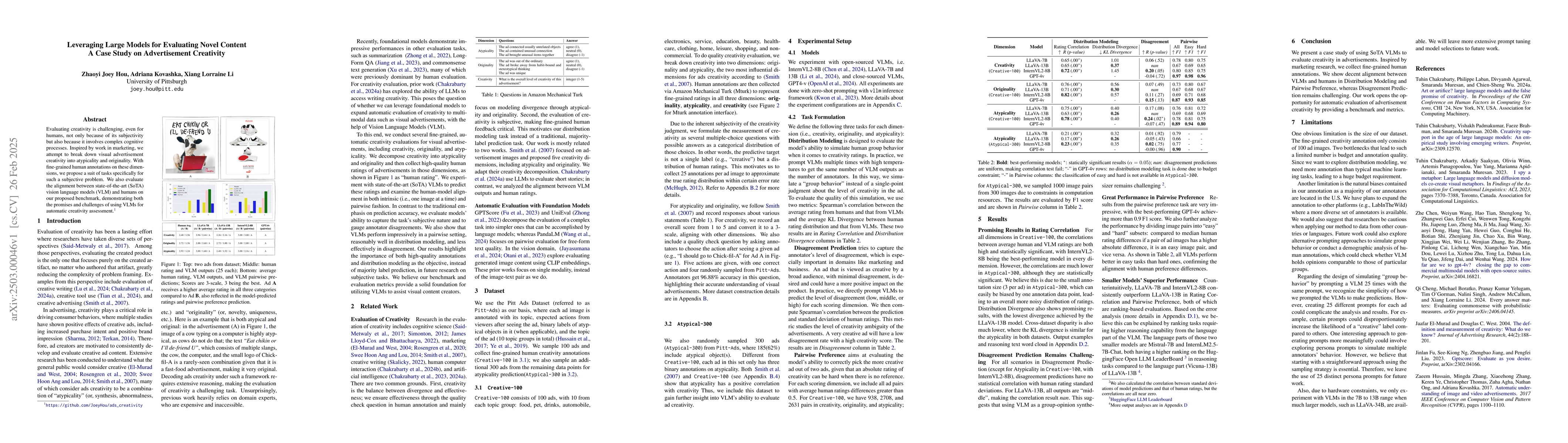 Thumbnail for Leveraging Large Models for Evaluating Novel Content: A Case Study on
  Advertisement Creativity