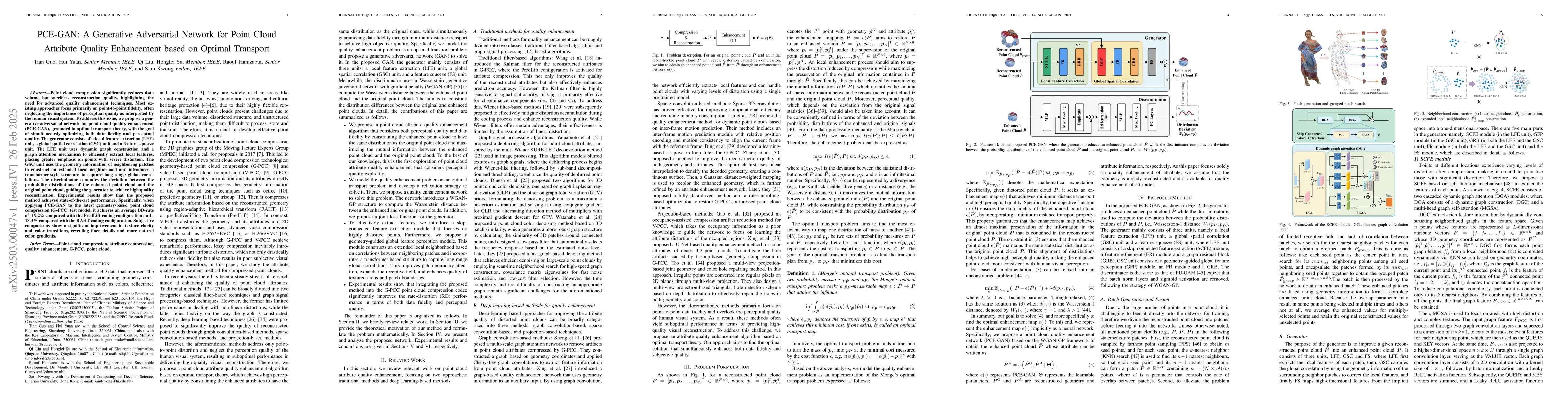 Thumbnail for PCE-GAN: A Generative Adversarial Network for Point Cloud Attribute
  Quality Enhancement based on Optimal Transport