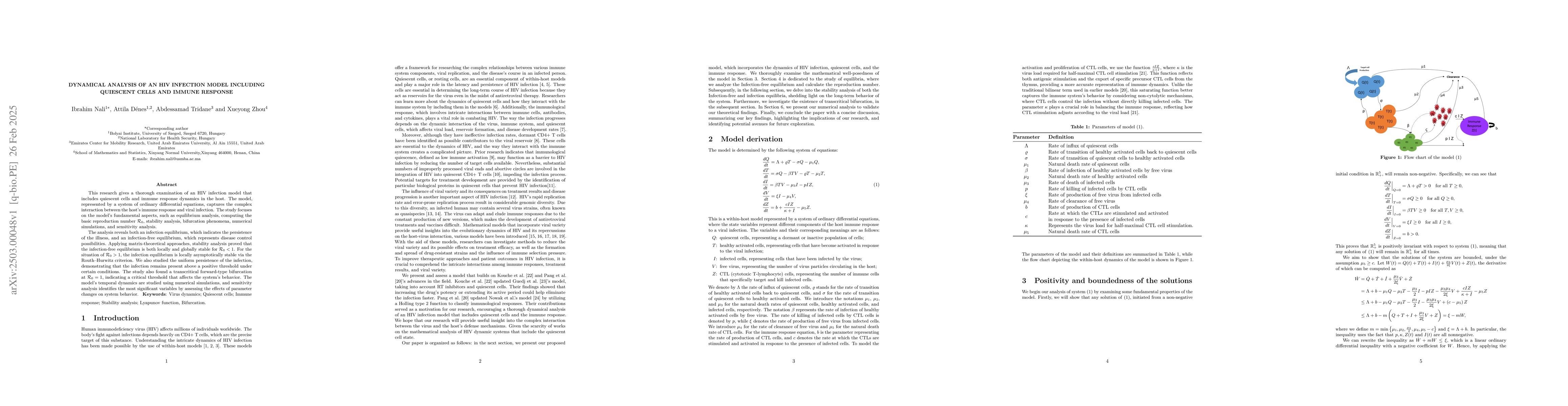 Thumbnail for Dynamical analysis of an HIV infection model including quiescent cells
  and immune response