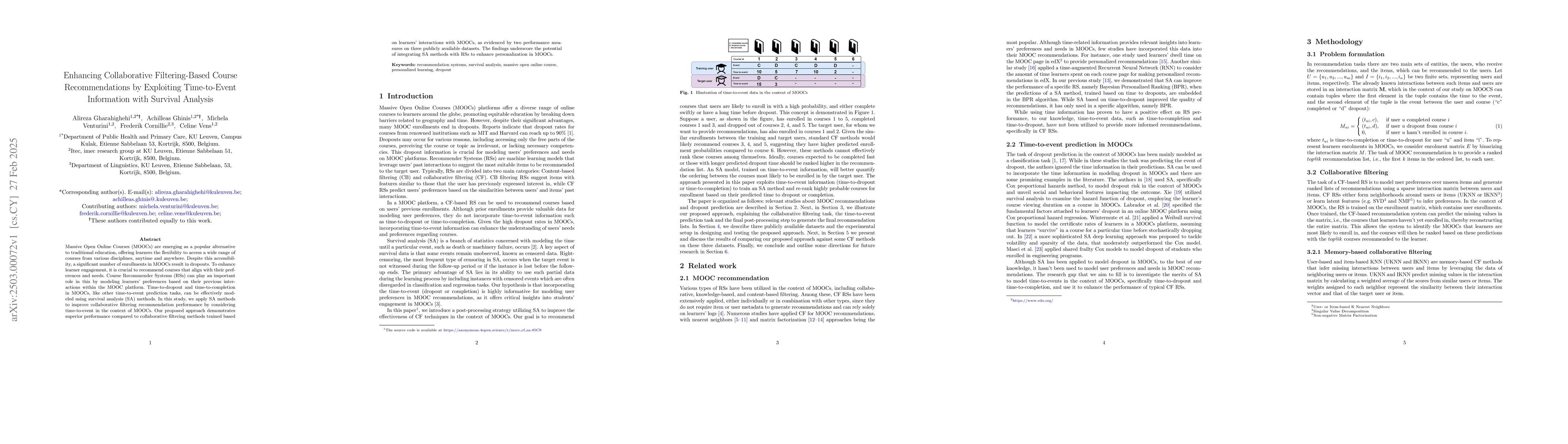 Thumbnail for Enhancing Collaborative Filtering-Based Course Recommendations by
  Exploiting Time-to-Event Information with Survival Analysis