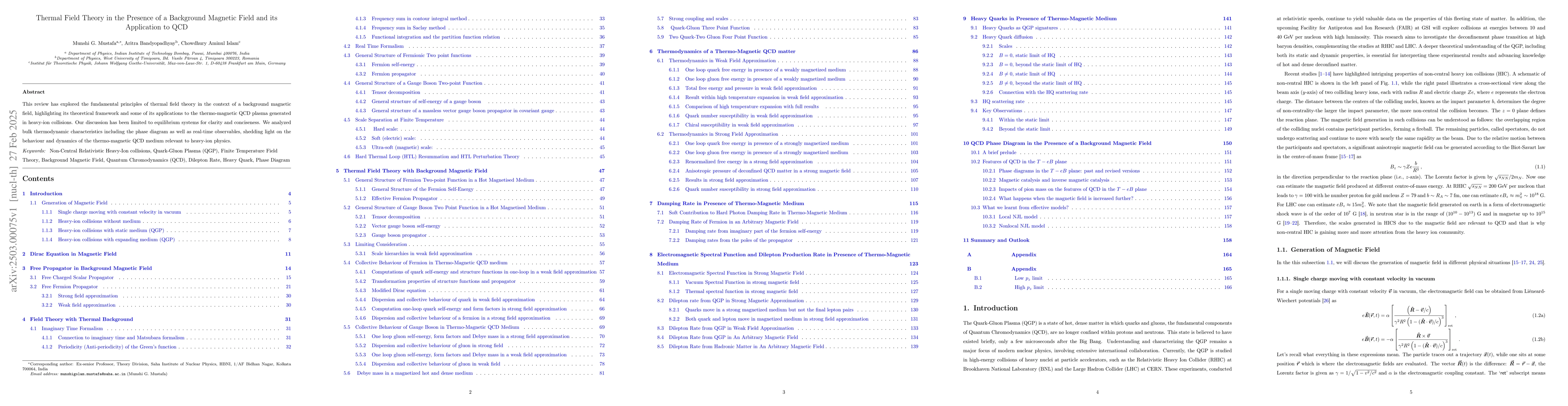 Thumbnail for Thermal Field Theory in the Presence of a Background Magnetic Field and
  its Application to QCD