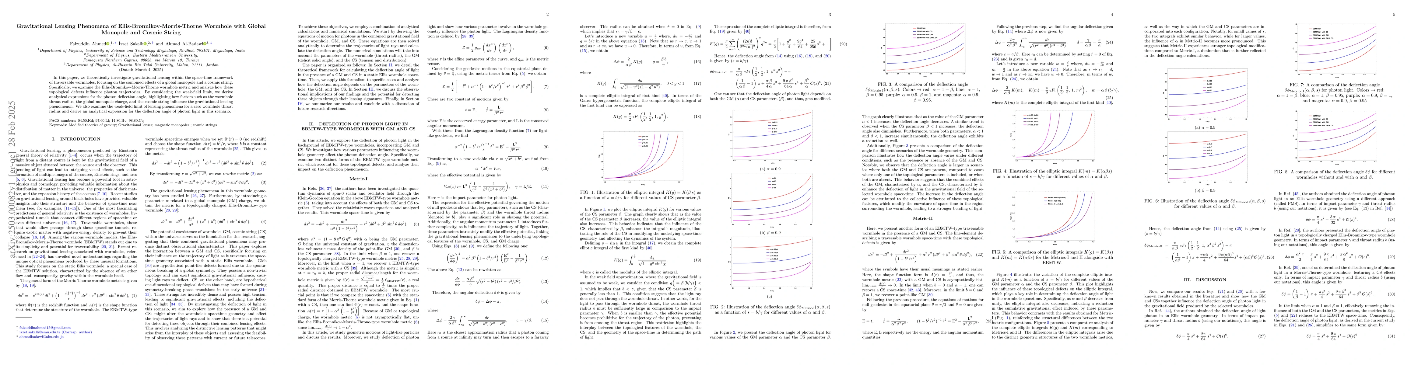 Thumbnail for Gravitational Lensing Phenomena of Ellis-Bronnikov-Morris-Thorne
  Wormhole with Global Monopole and Cosmic String