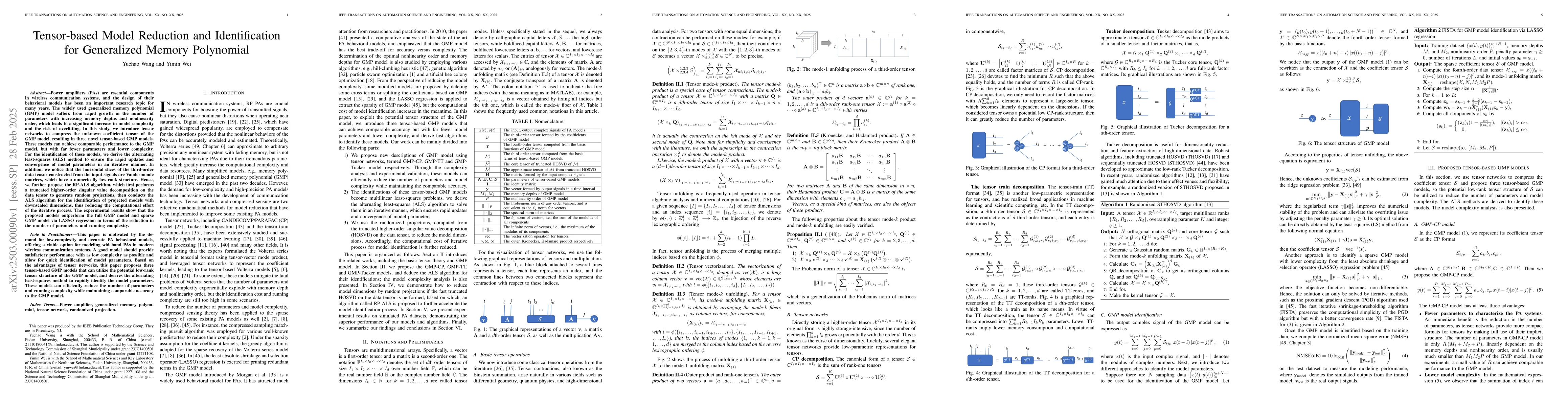 Thumbnail for Tensor-based Model Reduction and Identification for Generalized Memory
  Polynomial