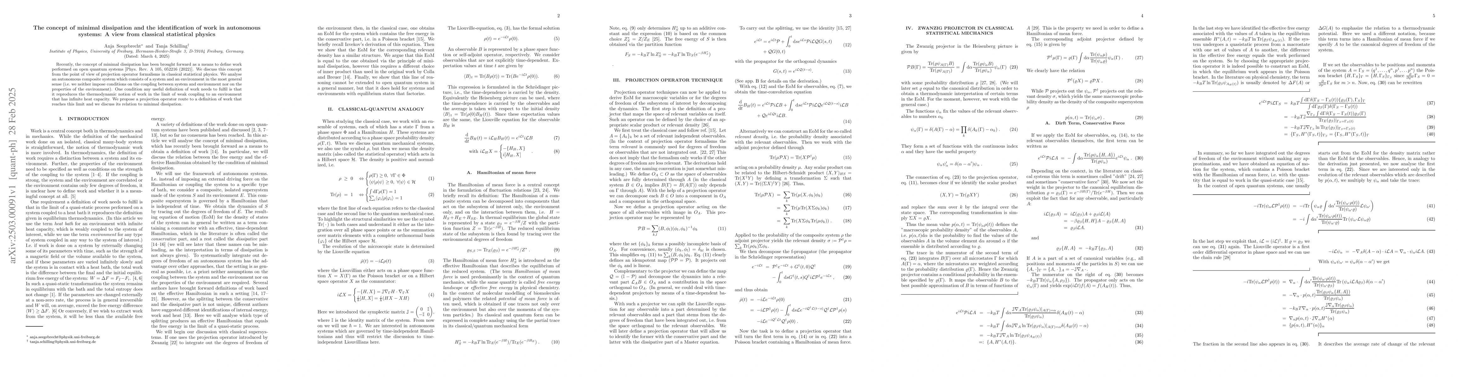 Thumbnail for The concept of minimal dissipation and the identification of work in
  autonomous systems: A view from classical statistical physics