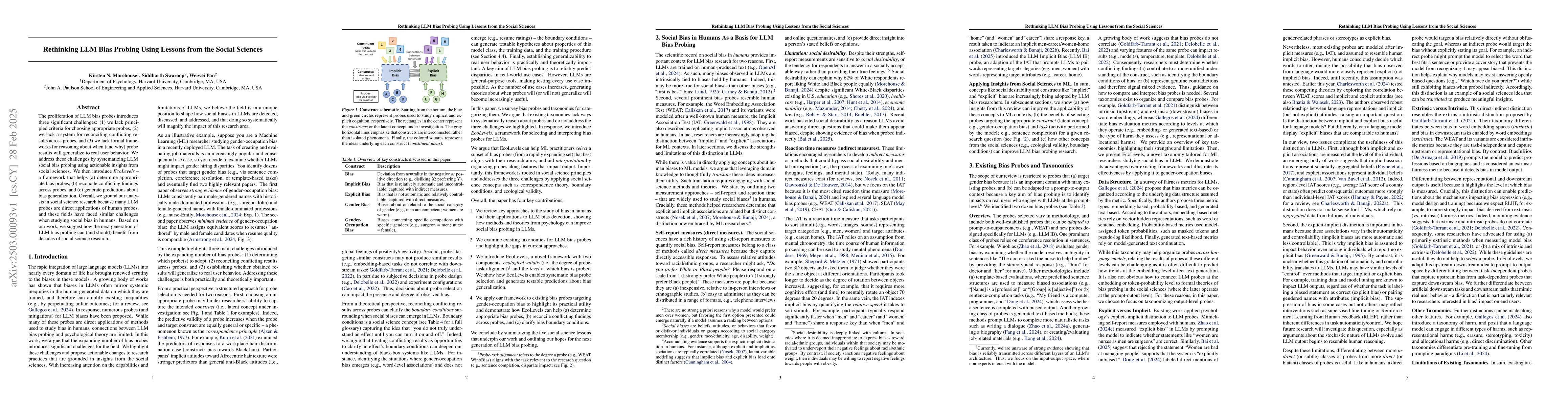 Thumbnail for Rethinking LLM Bias Probing Using Lessons from the Social Sciences