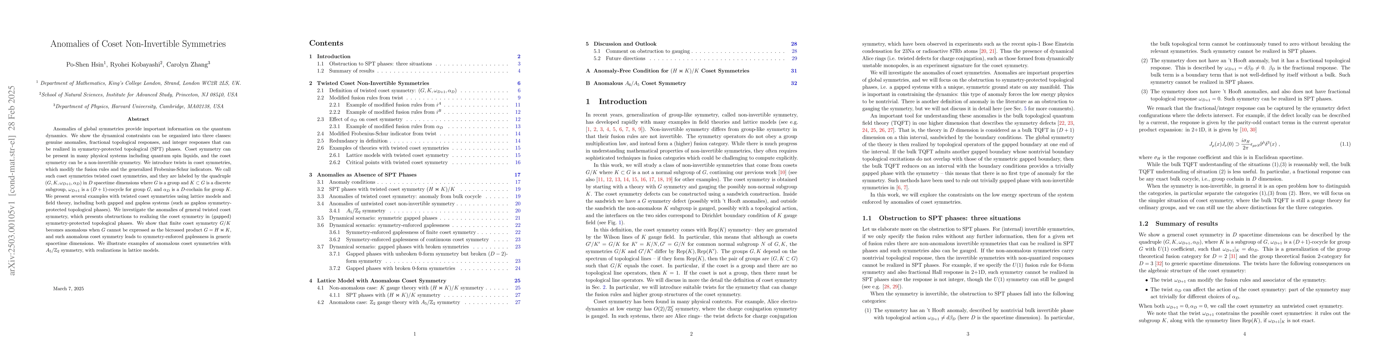 Thumbnail for Anomalies of Coset Non-Invertible Symmetries